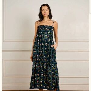 LA MAREGOLD - NEVER WORN ✨sold out✨ navy grid floral Sammy Dress - Sz Small